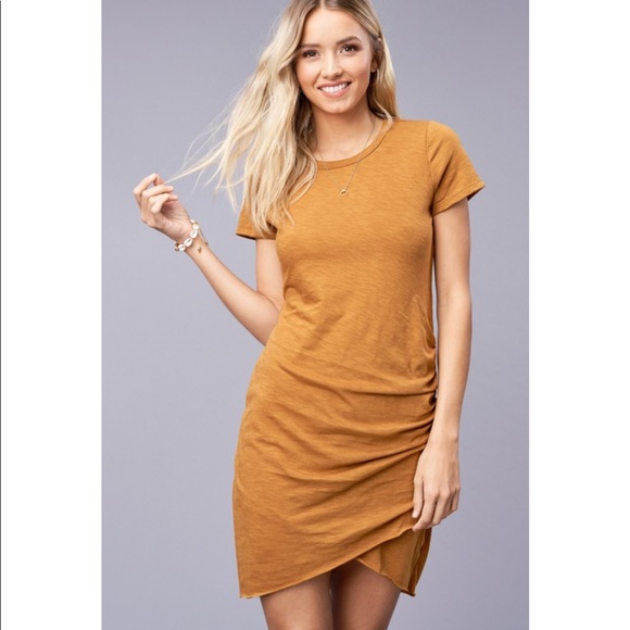 Camel Ruched Shirt Dress - Picture 5 of 5